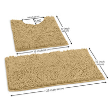 Load image into Gallery viewer, Luxury Chenille Bathroom Rugs 2-Piece Bath Mat Set, Small, Beige