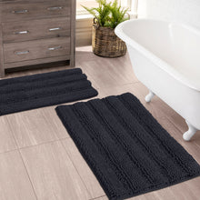 Load image into Gallery viewer, 2 Piece Rectangular Bath Rug Set, 15x23 + 20x30 inch, Black