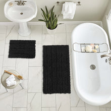 Load image into Gallery viewer, 2 Piece Rectangular Bath Rug Set, 15x23 + 24x36 inch, Black