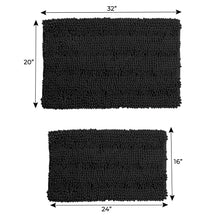 Load image into Gallery viewer, 2 Piece Rectangular Bath Rug Set, 15x23 + 20x30 inch, Black