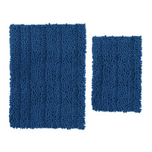 Load image into Gallery viewer, 2 Piece Rectangular Bath Rug Set, 15x23 + 24x36 inch, Blue