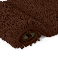 Load image into Gallery viewer, 2 Piece Bath Rug + Square Cutout Toilet Mat Set, Brown