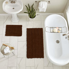 Load image into Gallery viewer, 2 Piece Rectangular Bath Rug Set, 15x23 + 24x36 inch, Brown