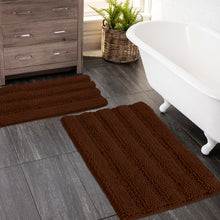 Load image into Gallery viewer, 2 Piece Rectangular Bath Rug Set, 15x23 + 20x30 inch, Brown
