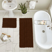 Load image into Gallery viewer, 2 Piece Rectangular Bath Rug Set, 15x23 + 27x47 inch, Brown