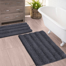 Load image into Gallery viewer, 2 Piece Rectangular Bath Rug Set, 15x23 + 20x30 inch, Charcoal