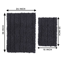 Load image into Gallery viewer, 2 Piece Rectangular Bath Rug Set, 15x23 + 24x36 inch, Charcoal