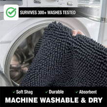 Load image into Gallery viewer, 2 Piece Bath Rug + Square Cutout Toilet Mat Set, Charcoal