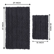 Load image into Gallery viewer, 2 Piece Rectangular Bath Rug Set, 15x23 + 27x47 inch, Charcoal
