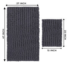Load image into Gallery viewer, Rectangular 2 Piece Bath Rug Set, 15x23 + 27x47 inch, Charcoal