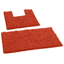 Load image into Gallery viewer, 2 Piece Bath Rug + Square Cutout Toilet Mat Set, Coral