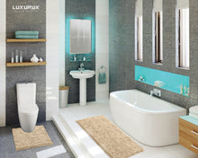 Load image into Gallery viewer, Luxury Microfiber 2-Piece Toilet & Bath Mat Set, XL, Cream