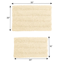 Load image into Gallery viewer, 2 Piece Rectangular Bath Rug Set, 15x23 + 20x30 inch, Cream