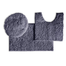 Load image into Gallery viewer, 3pc Set (Style B) Bath Rug + U Shape Toilet Mat + Round Toilet Lid Cover Rug, Dark Grey
