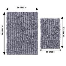 Load image into Gallery viewer, Rectangular 2 Piece Bath Rug Set, 15x23 + 24x36 inch, Dark Gray