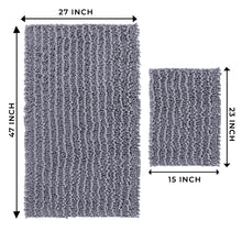 Load image into Gallery viewer, Rectangular 2 Piece Bath Rug Set, 15x23 + 27x47 inch, Dark Gray