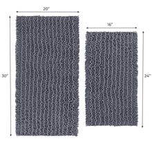 Load image into Gallery viewer, Rectangular 2 Piece Bath Rug Set | 20x30 + 15x23 inch | Dark Grey
