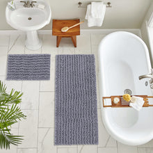 Load image into Gallery viewer, Rectangular 2 Piece Bath Rug Set, 15x23 + 27x47 inch, Dark Gray