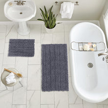 Load image into Gallery viewer, 2 Piece Rectangular Bath Rug Set, 15x23 + 24x36 inch, Dark Gray