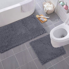 Load image into Gallery viewer, Bathroom Rugs Luxury Chenille 2-Piece Bath Mat Set, Large, Dark Gray