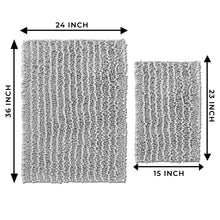 Load image into Gallery viewer, Rectangular 2 Piece Bath Rug Set, 15x23 + 24x36 inch, Light Grey