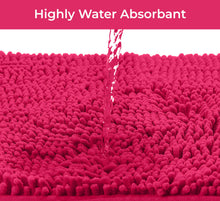 Load image into Gallery viewer, 2 Piece Bath Rug + Square Cutout Toilet Mat Set, Hot Pink