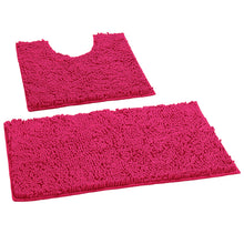 Load image into Gallery viewer, LuxUrux Bathroom Rugs Luxury Chenille 2-Piece Bath Mat Set, Hot Pink