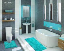 Load image into Gallery viewer, Luxury Microfiber 2-Piece Toilet & Bath Mat Set, XL, Light blue