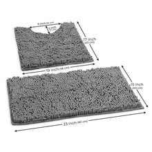 Load image into Gallery viewer, Luxury Chenille Bathroom Rugs 2-Piece Bath Mat Set, Small, Light Grey