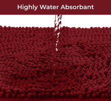 Load image into Gallery viewer, 2 Piece Bath Rug + Square Cutout Toilet Mat Set, Maroon