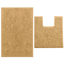 Load image into Gallery viewer, 2 Piece Bath Rug + Square Cutout Toilet Mat Set, Marzipan