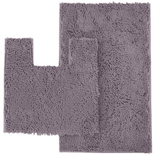 Load image into Gallery viewer, 2 Piece Bath Rug + Square Cutout Toilet Mat Set, Mauve