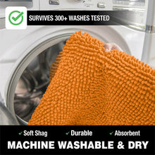 Load image into Gallery viewer, 2 Piece Bath Rug + Square Cutout Toilet Mat Set, Orange