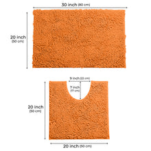 Load image into Gallery viewer, LuxUrux Bathroom Rugs Luxury Chenille 2-Piece Bath Mat Set, Orange
