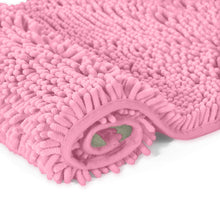 Load image into Gallery viewer, 2 Piece Bath Rug + Square Cutout Toilet Mat Set, Pink