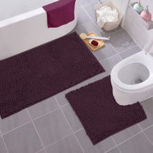 Load image into Gallery viewer, Bathroom Rugs Luxury Chenille 2-Piece Bath Mat Set, Large, Plum