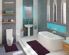 Load image into Gallery viewer, Luxury Microfiber 2-Piece Toilet & Bath Mat Set, XL, Plum