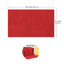 Load image into Gallery viewer, Rectangle Microfiber Bathroom Rug, 15x23 inch, Red