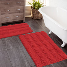 Load image into Gallery viewer, 2 Piece Rectangular Bath Rug Set, 15x23 + 20x30 inch, Red