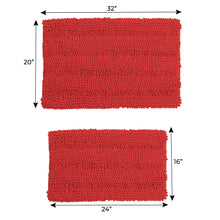 Load image into Gallery viewer, 2 Piece Rectangular Bath Rug Set, 15x23 + 20x30 inch, Red