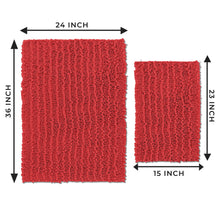 Load image into Gallery viewer, Rectangular 2 Piece Bath Rug Set, 15x23 + 24x36 inch, Red