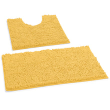 Load image into Gallery viewer, LuxUrux Bathroom Rugs Luxury Chenille 2-Piece Bath Mat Set, Sunshine Yellow