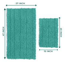 Load image into Gallery viewer, 2 Piece Rectangular Bath Rug Set, 15x23 + 27x47 inch, Turquoise