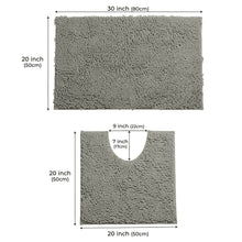 Load image into Gallery viewer, LuxUrux Bathroom Rugs Luxury Chenille 2-Piece Bath Mat Set, Warm Gray