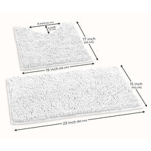Load image into Gallery viewer, Luxury Chenille Bathroom Rugs 2-Piece Bath Mat Set, Small, White