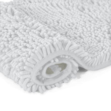 Load image into Gallery viewer, 2 Piece Bath Rug + Square Cutout Toilet Mat Set, White