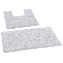 Load image into Gallery viewer, 2 Piece Bath Rug + Square Cutout Toilet Mat Set, White