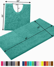 Load image into Gallery viewer, Bathroom Rugs Luxury Chenille 2-Piece Bath Mat Set, Large, Turquoise