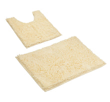Load image into Gallery viewer, LuxUrux Bathroom Rugs Luxury Chenille 2-Piece Bath Mat Set, Cream
