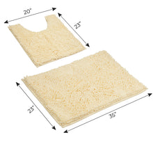 Load image into Gallery viewer, Bathroom Rugs Luxury Chenille 2-Piece Bath Mat Set, Large, Cream
